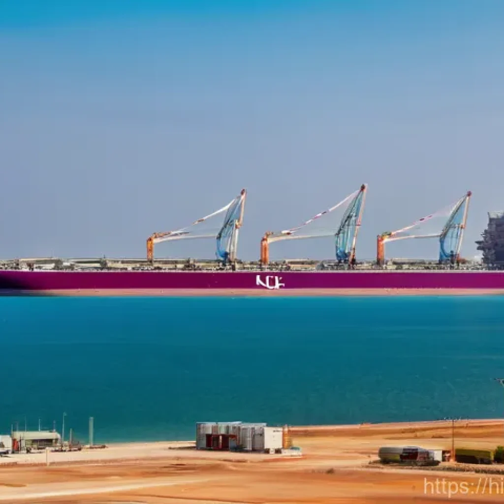 카타르의 LNG 산업 - **Prompt for Qatar's Pioneering LNG Journey:**
"A wide, atmospheric shot depicting the early day...