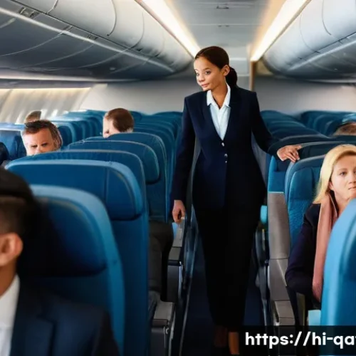 Home 11 카타르 항공 사고 - **Prompt 1: The Cabin's Anxious Hope**
"A candid, realistic photograph from inside a modern airp...